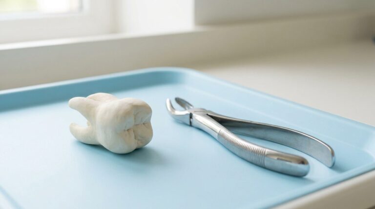 Molar tooth model with dental forceps