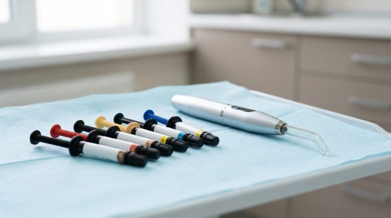 Dental composite materials and curing light
