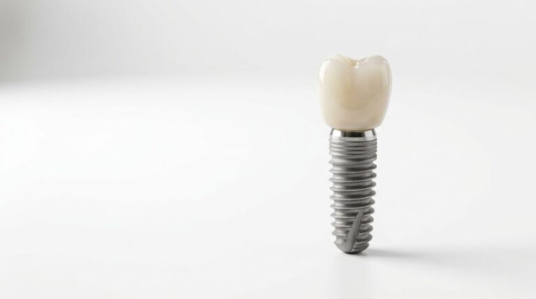 Titanium dental implant with ceramic crown