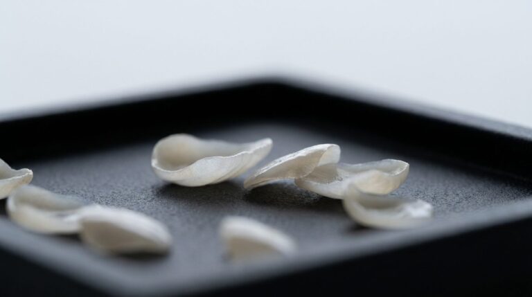 Porcelain veneer shells on a tray